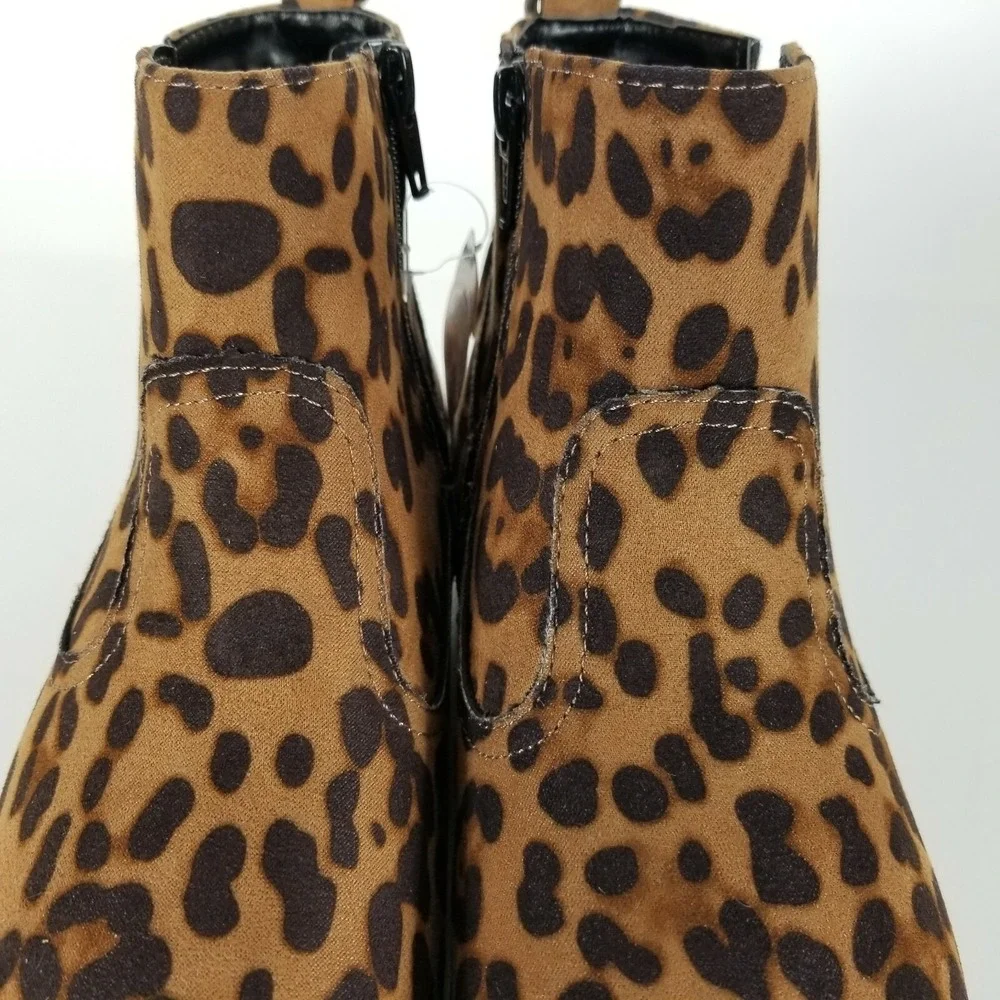 Wonder Nation Girls Size 4 Leopard Print Ankle Boot Flexible Outsole‎ Tassel Zip